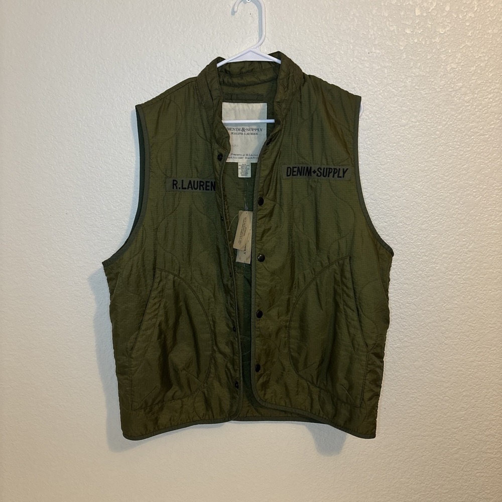 NWT Ralph Lauren Green‎ Vest Jacket Indian Chief Military USA Flag Polo sizeXL